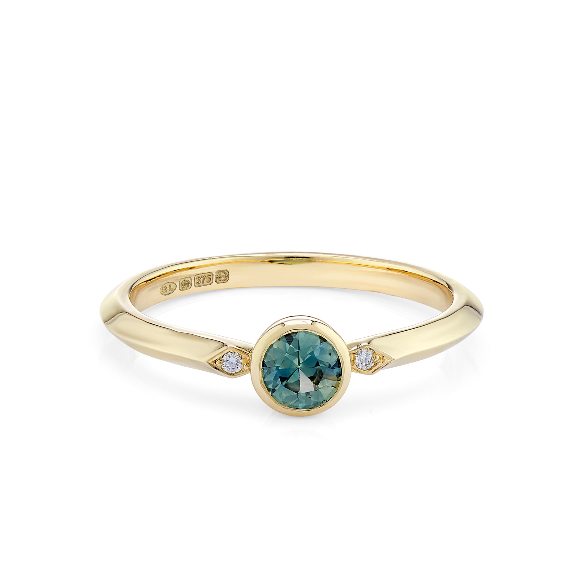 Round Teal Sapphire Engagement Ring